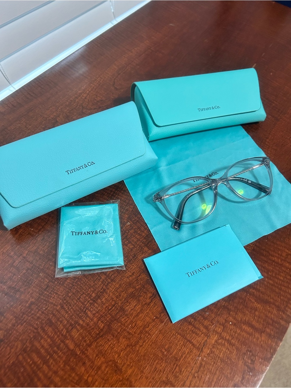 Tiffany & Co. Clear Glasses with Signature Tiffany Blue Accessories